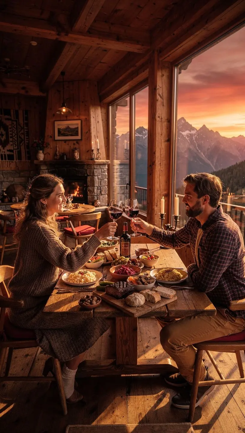 A picturesque alpine lake reflecting the majestic mountains, perfect for nature retreats.